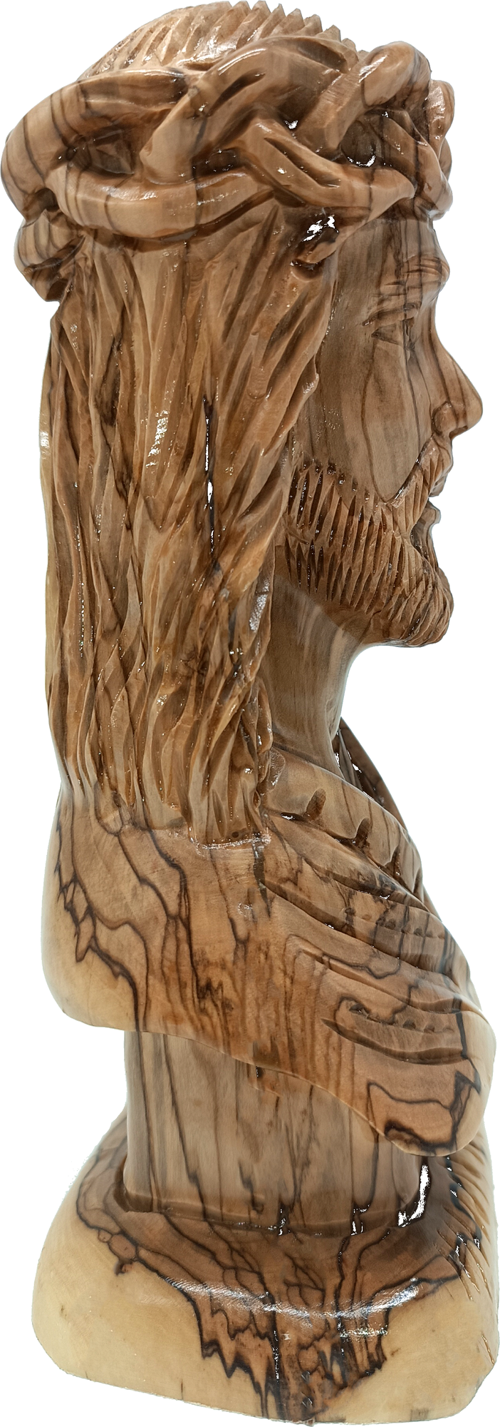 Hand Carved Jesus Christ Bust in Olive Wood — 8.2 Inch