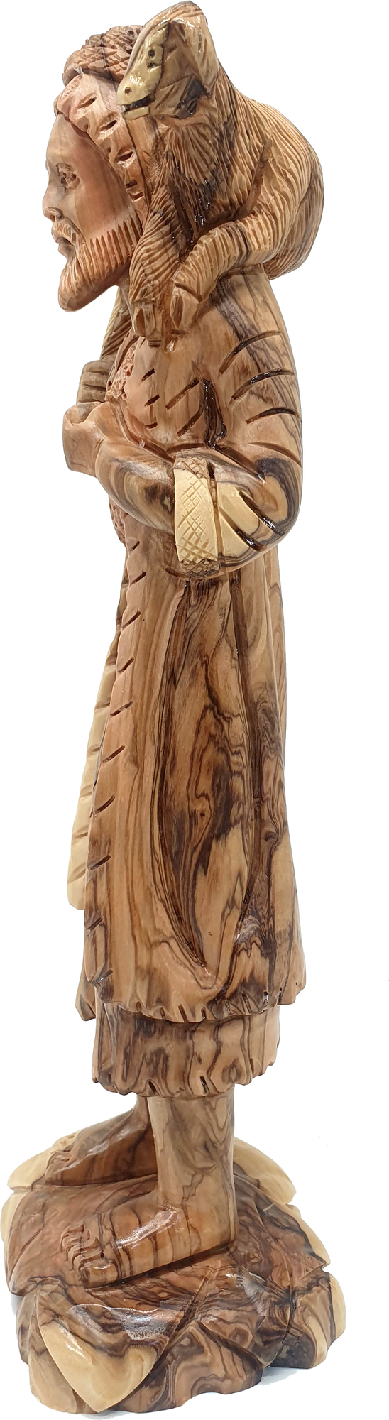 Olive Wood Good Shepherd Sculpture from the Holy Land — 12 Inch