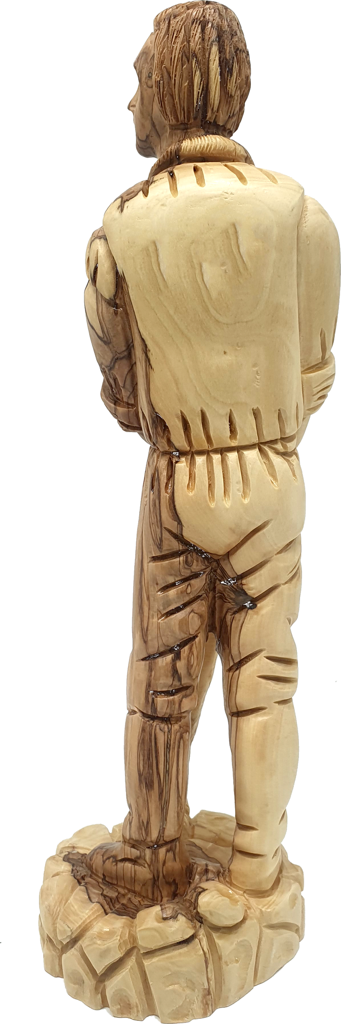 Hand-Carved Olive Wood Joseph Smith Statue Religious Decor 12.5 Inch