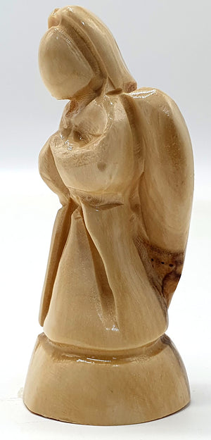 3.1-Inch Handmade Olive Wood Angel Statue - Bethlehem Crafted Spiritual Decor - Zuluf