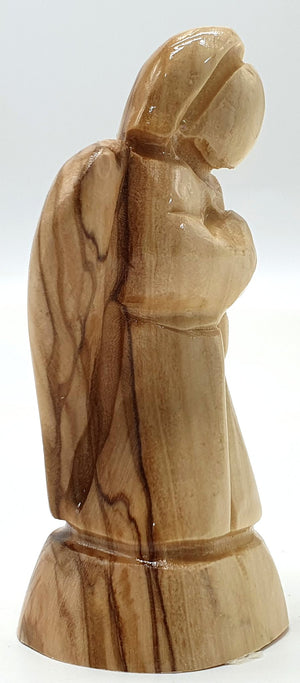 3.1-Inch Handmade Olive Wood Angel Statue - Bethlehem Crafted Spiritual Decor - Zuluf