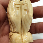 3.1-Inch Olive Wood Praying Hands Statue - Hand-Carved Spiritual Decor from the Holy Land - Zuluf