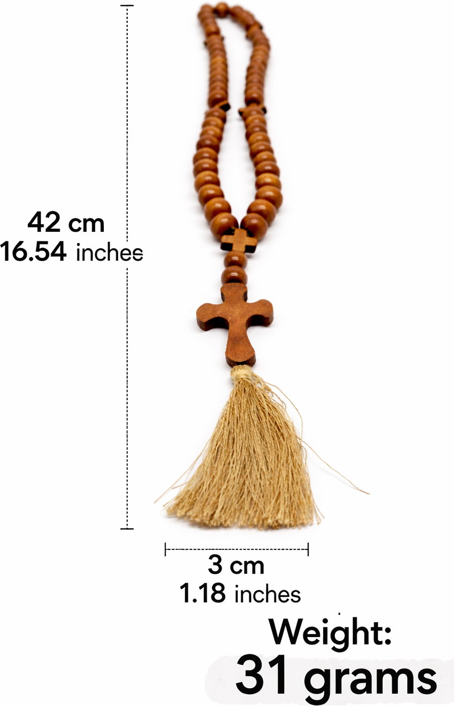 Handmade Olive Wood Rosary with Cross & Tassel | Crafted in Bethlehem, Holy Land