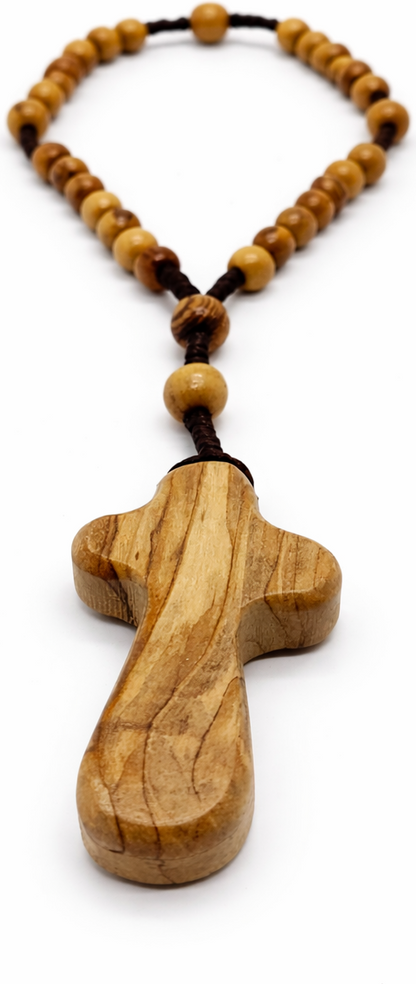 Handmade Olive Wood Rosary with Cross | Crafted in Bethlehem, Holy Land