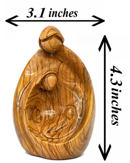 Holy family wood statue hand carved sacred zuluf decor