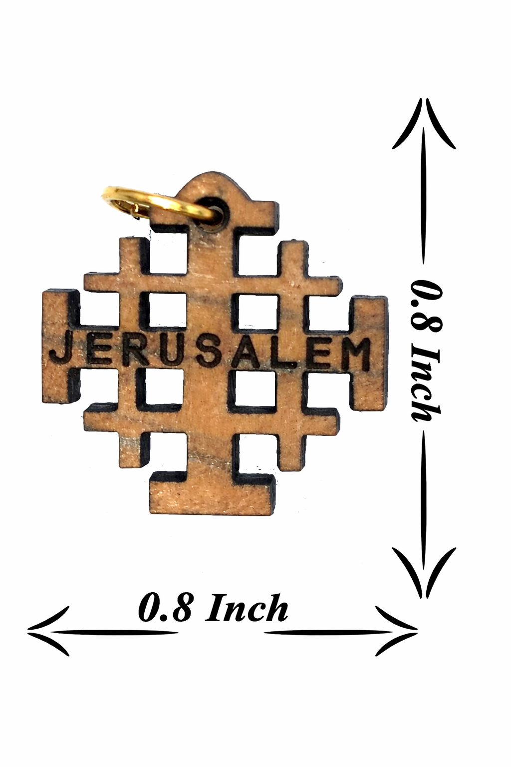 Jerusalem Cross Wooden Charm Pendant – 0.8" x 0.8" Compact Laser-Cut Religious Keepsake - Additional View 2