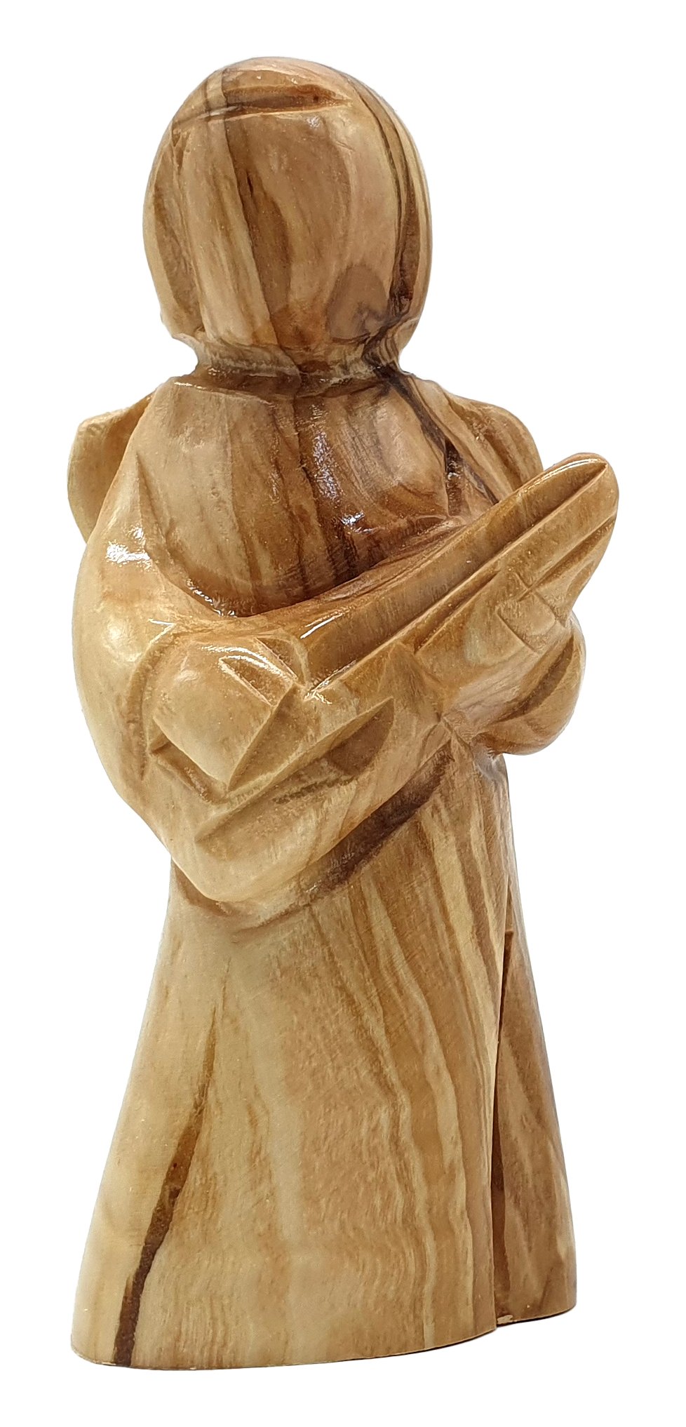 4-Inch Olive Wood Angel Hand-Crafted in Bethlehem - Musical Harmony in Spiritual Decor - Zuluf