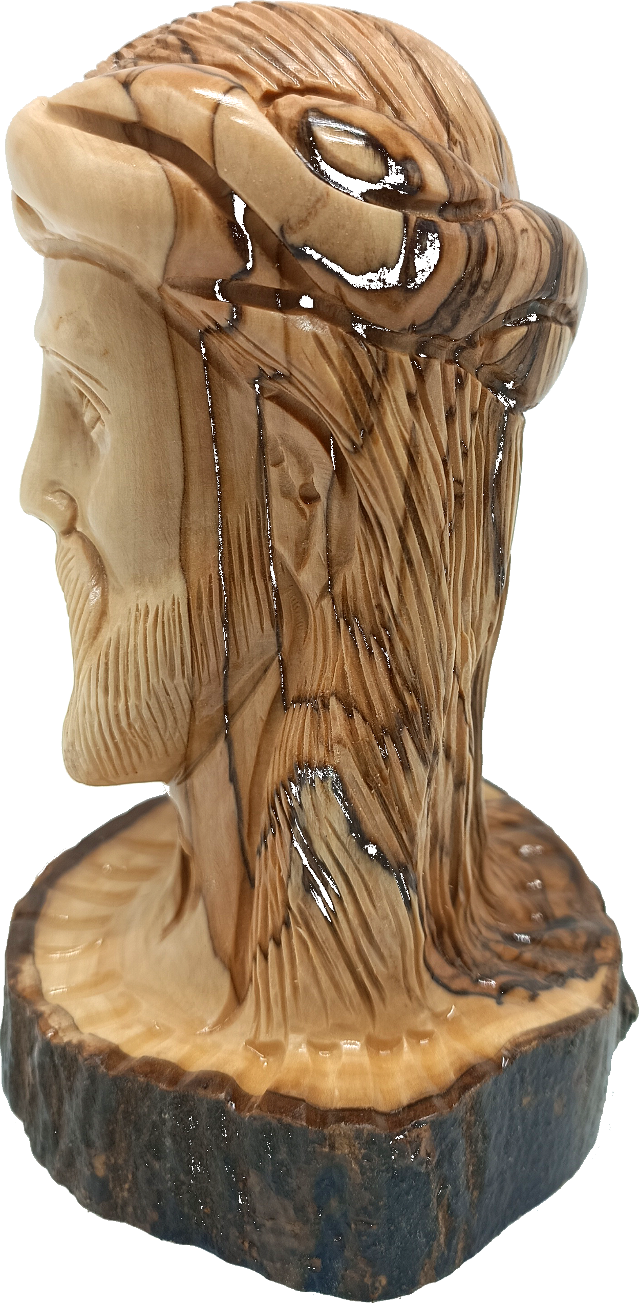 4 Olive Wood Christ Bust Jesus Three Quarter Angle Bethlehem