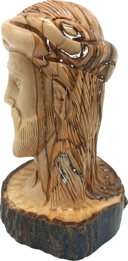 4 Olive Wood Christ Bust Jesus Three Quarter Angle Bethlehem