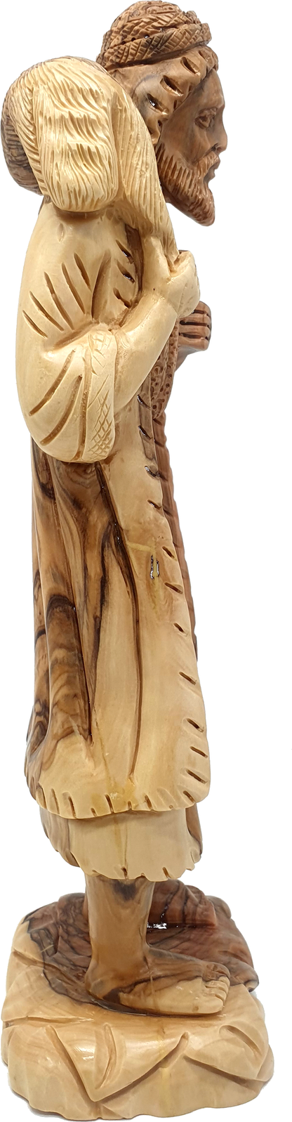 Olive Wood Good Shepherd Sculpture from the Holy Land — 12 Inch