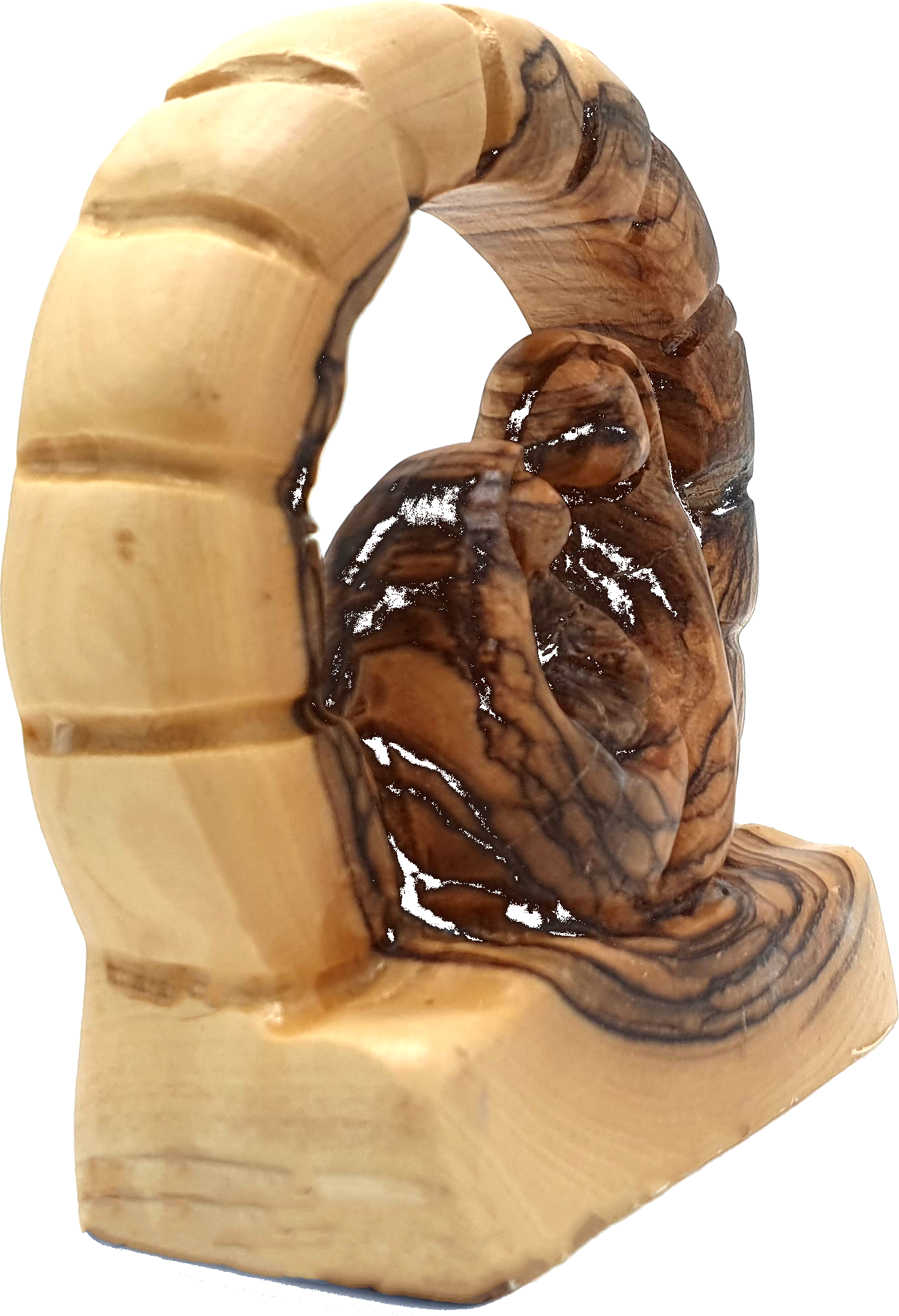 4 Olive Wood Grotto Nativity Side Angle Handcarved Bethlehem