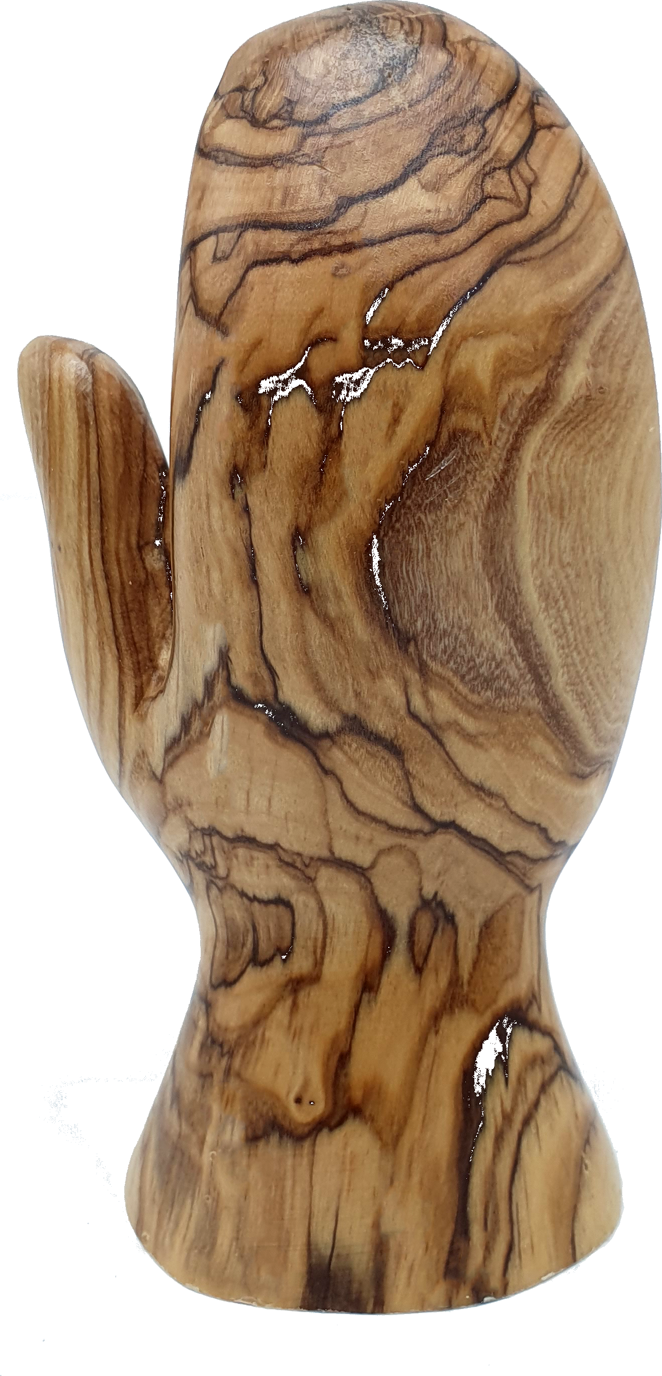 4 Olive Wood Hand Of God Back View Natural Marbled Grain