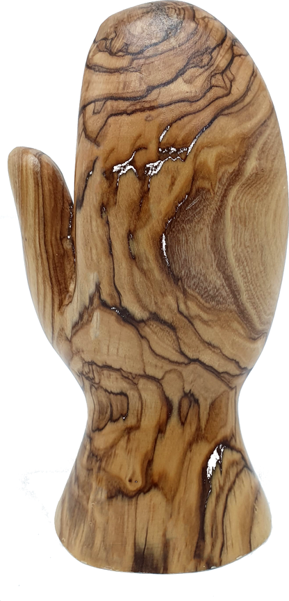 4 Olive Wood Hand Of God Back View Natural Marbled Grain