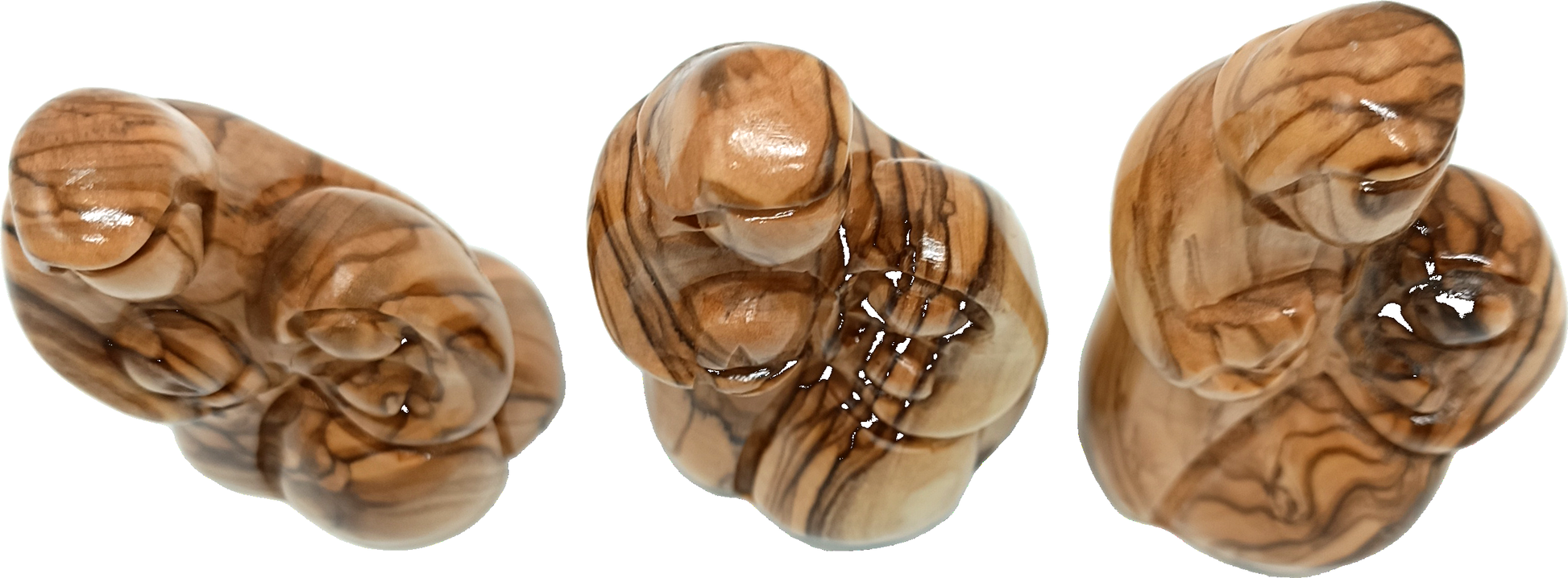 4 Olive Wood Holy Family Adoration Top View Natural Grain