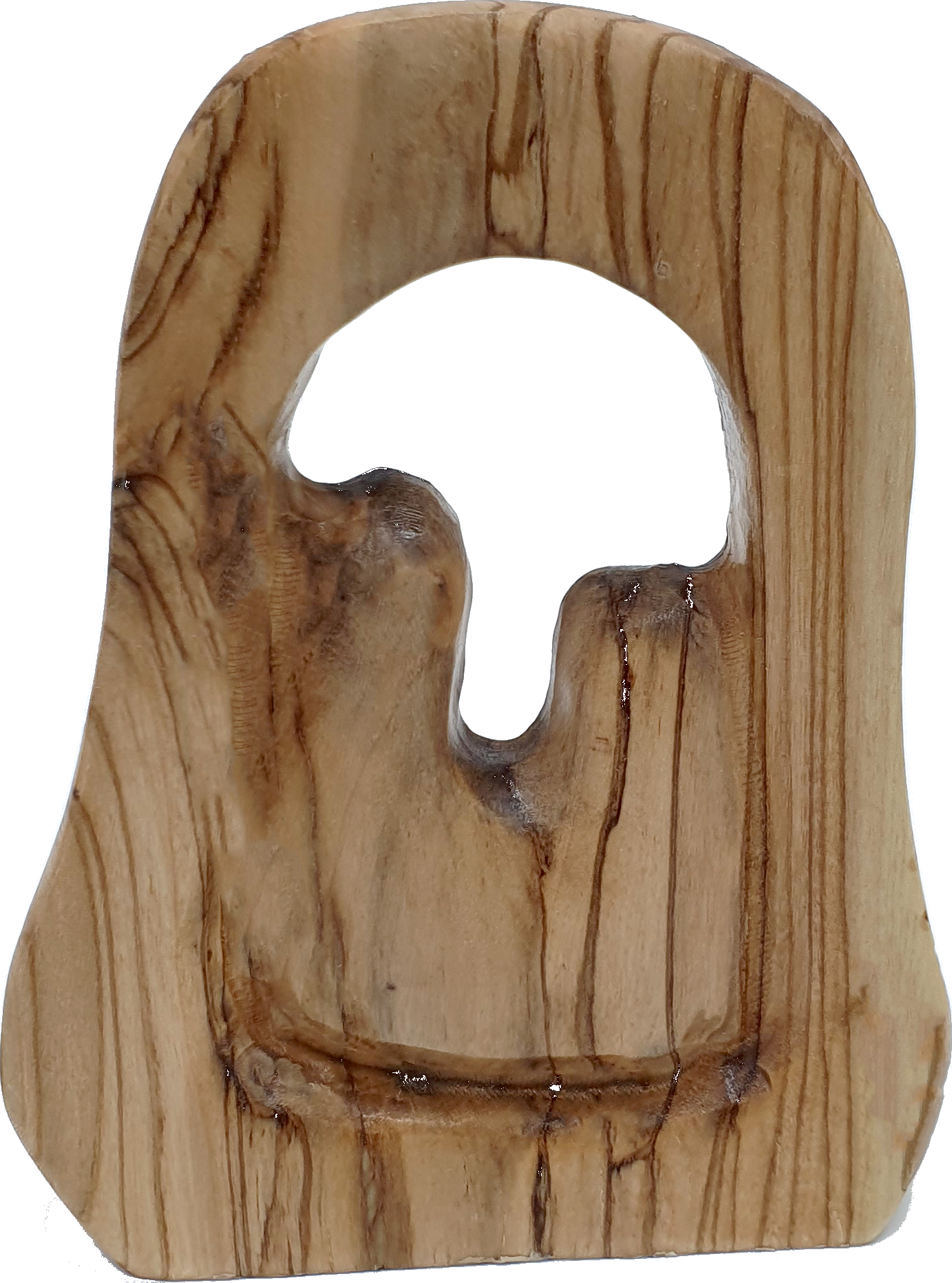 4 Olive Wood Holy Family Nativity Back View Natural Grain