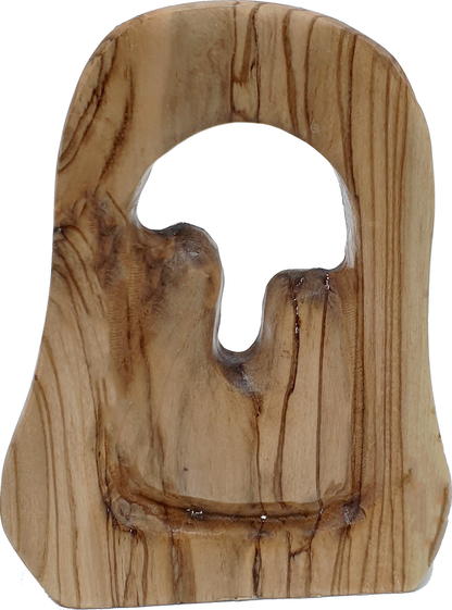 4 Olive Wood Holy Family Nativity Back View Natural Grain
