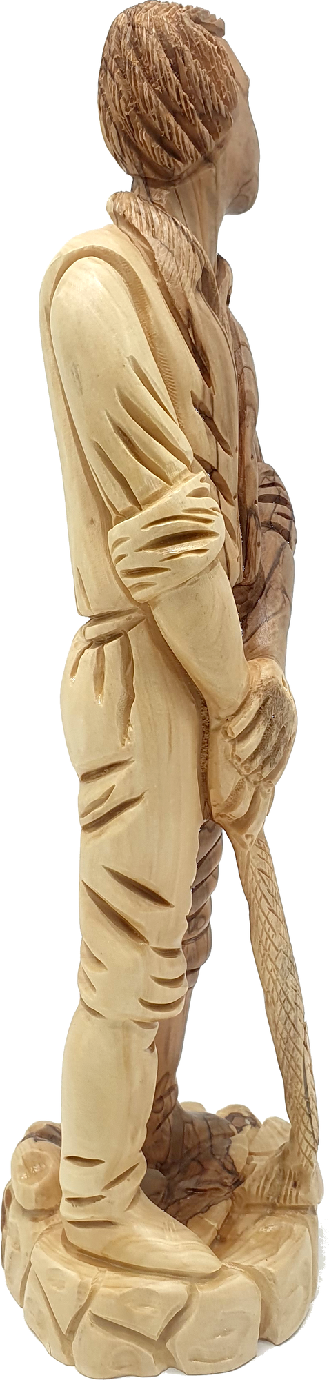 Hand-Carved Olive Wood Joseph Smith Statue Religious Decor 12.5 Inch