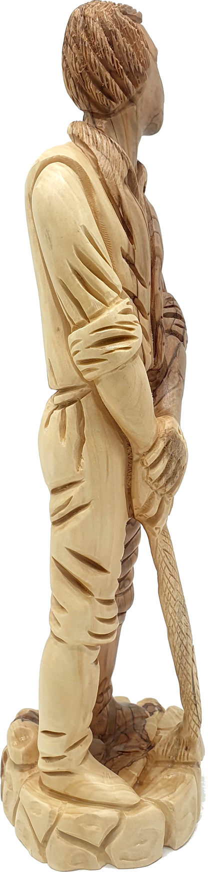 Hand-Carved Olive Wood Joseph Smith Statue Religious Decor 12.5 Inch
