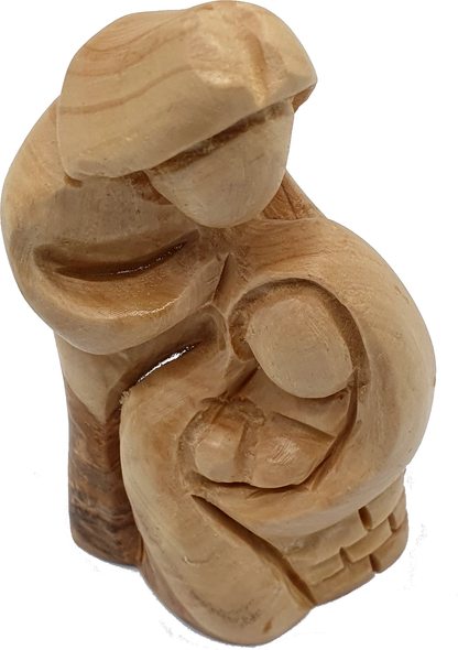 4 Olive Wood Madonna Tenderness Eleousa Side Angle Bethlehem