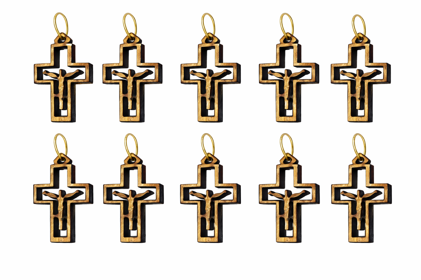 Modern Minimalist Crucifix Pendant – 1.01" x 0.62" Laser-Cut Wooden Cross with Christ - Additional View 1