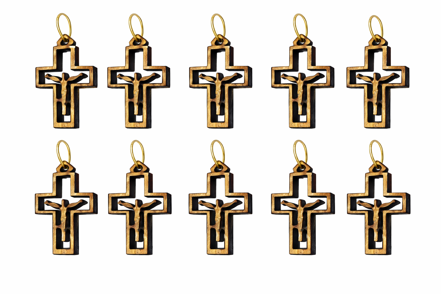 Modern Minimalist Crucifix Pendant – 1.01" x 0.62" Laser-Cut Wooden Cross with Christ - Additional View 1