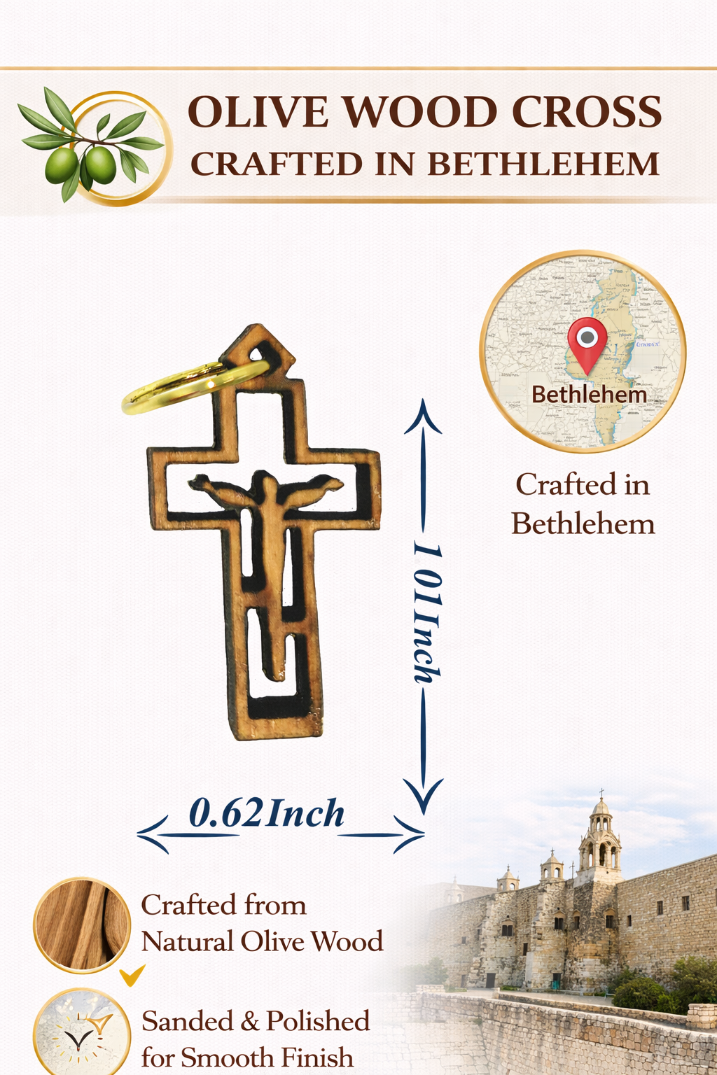 Modern Minimalist Crucifix Pendant – 1.01" x 0.62" Laser-Cut Wooden Cross with Christ - Additional View 2