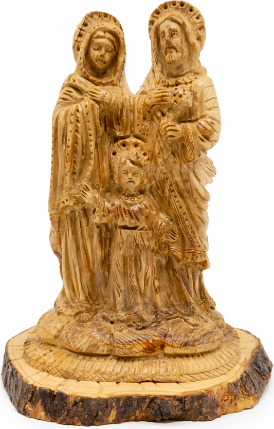 Hand Carved Holy Family Olive Wood Statue from Bethlehem – Authentic Handmade Christian Figurine