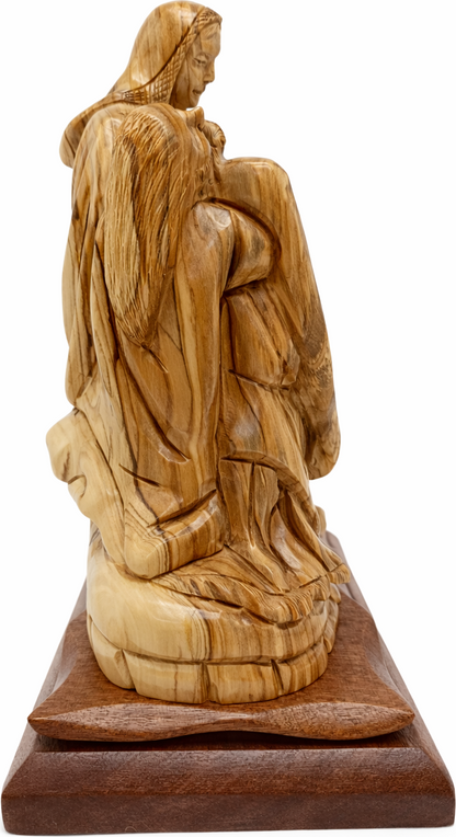 Hand Carved Olive Wood Pietà Statue 11” | Handmade Bethlehem Holy Land Christian Sculpture