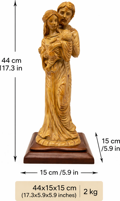 Hand Carved Olive Wood Holy Family Statue – Mary, Joseph & Baby Jesus | Handmade in Bethlehem