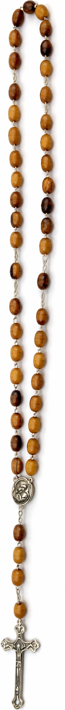 Olive Wood Rosary Beads with Olive Wood Prayer Box, Catholic Prayer Beads with Crucifix & Center Medal, Holy Land Style Gift for Prayer, Confirmation or First Communion, 51 cm Length, 25 g