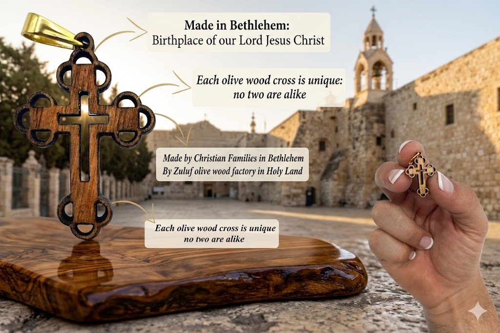 Elegant Wooden Cross Charm Pendant – 1.1" x 0.7" Intricate Laser-Cut Religious Accessory - Additional View 8