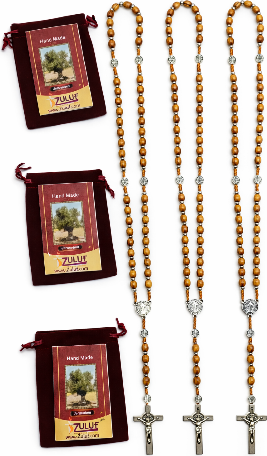 Olive Wood Rosary with Metal Crucifix & Medals | Classic Prayer Rosary