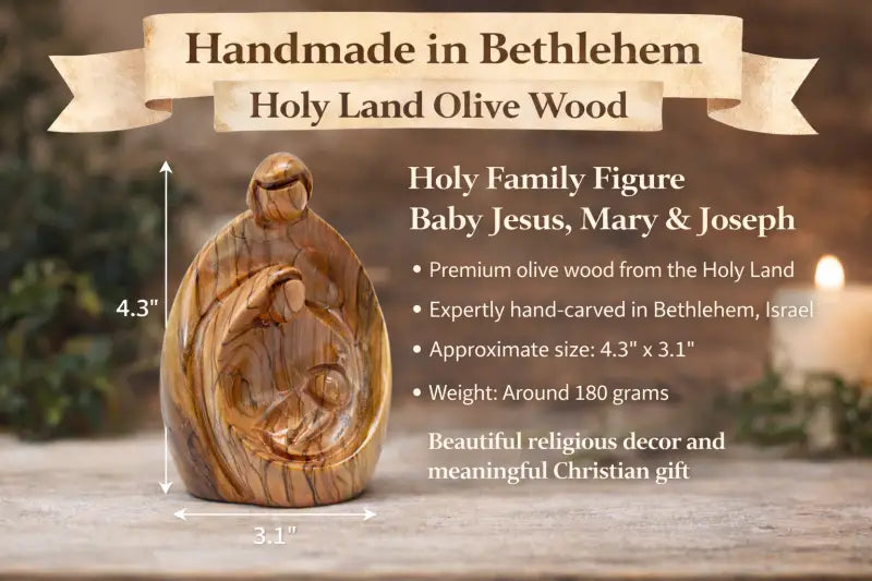 Holy family wood statue hand carved sacred zuluf decor