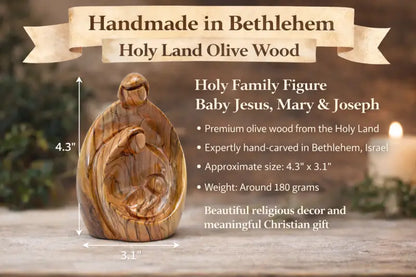 Holy family wood statue hand carved sacred zuluf decor