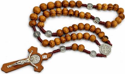 Olive Wood Rosary with Wooden Crucifix & Metal Medals | Classic Prayer Rosary