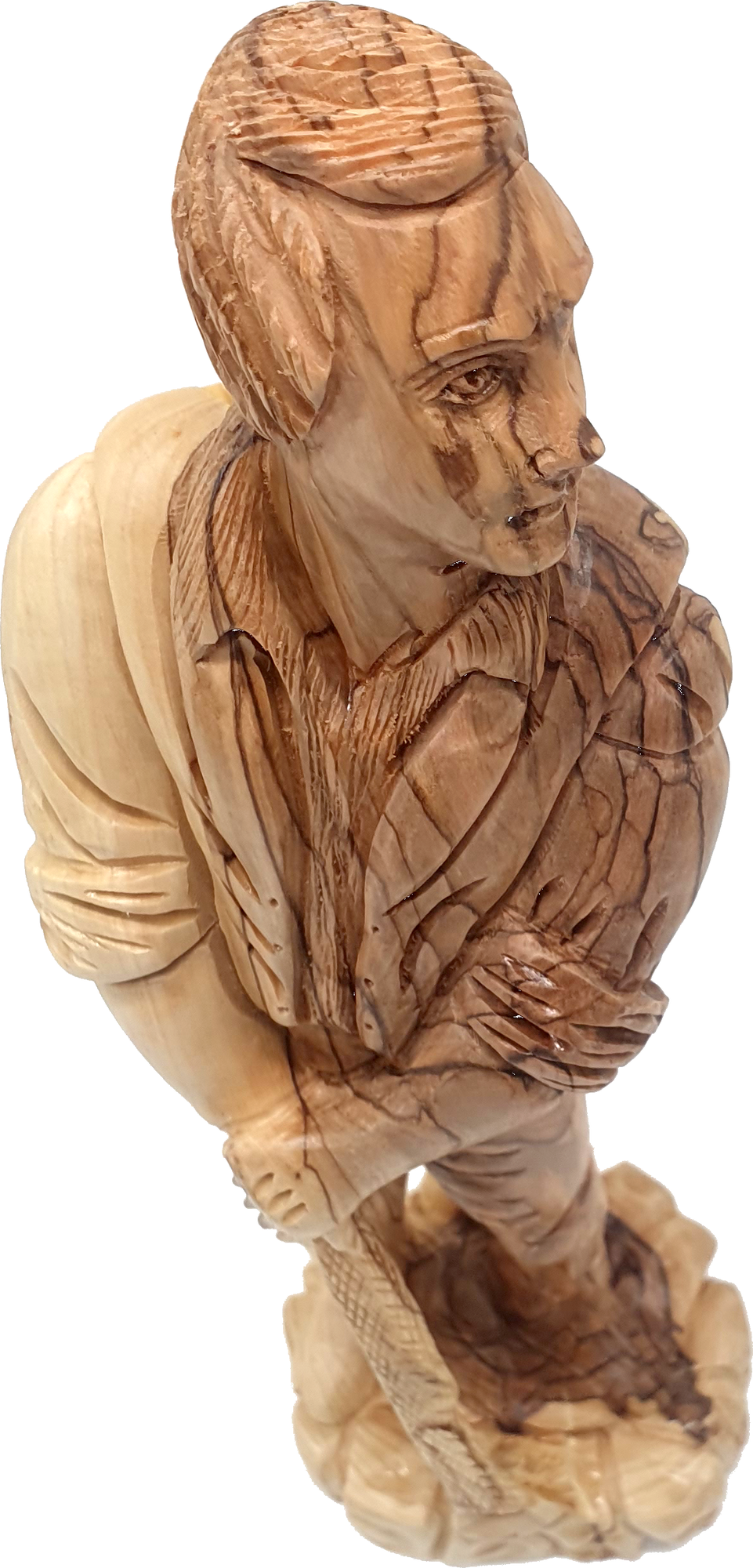 Hand-Carved Olive Wood Joseph Smith Statue Religious Decor 12.5 Inch
