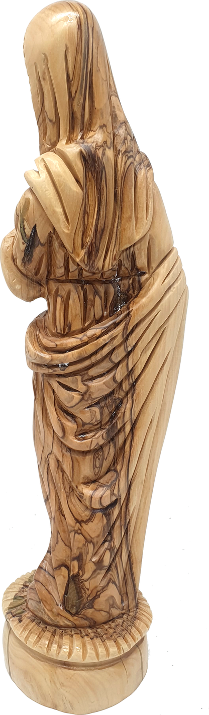 Large Olive Wood Virgin Mary Holding Baby Jesus Statue