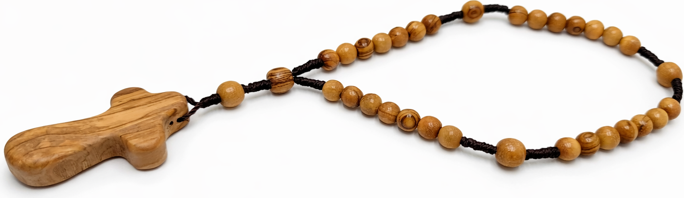 Handmade Olive Wood Rosary with Cross | Crafted in Bethlehem, Holy Land
