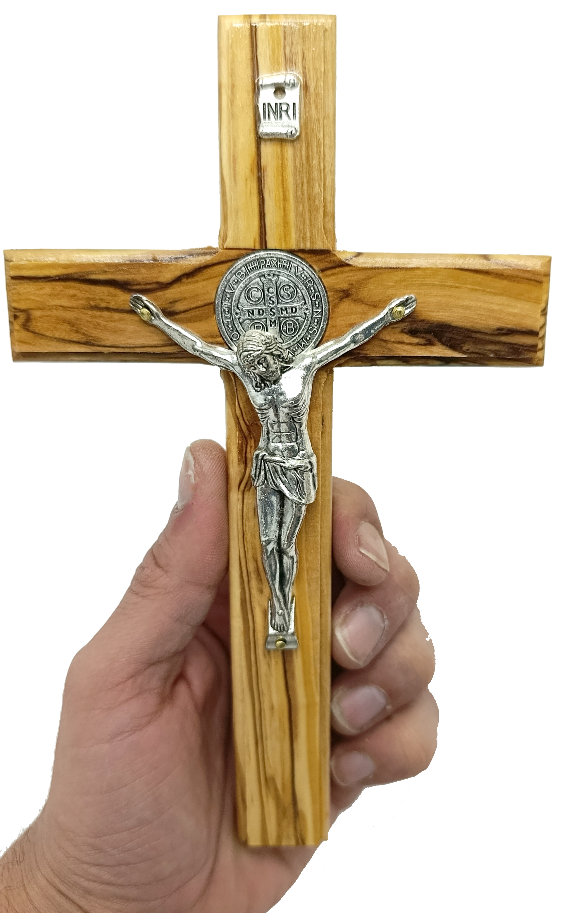 Handmade Olive Wood Saint Benedict Crucifix from Bethlehem – Catholic Wall Cross with - Additional View 15