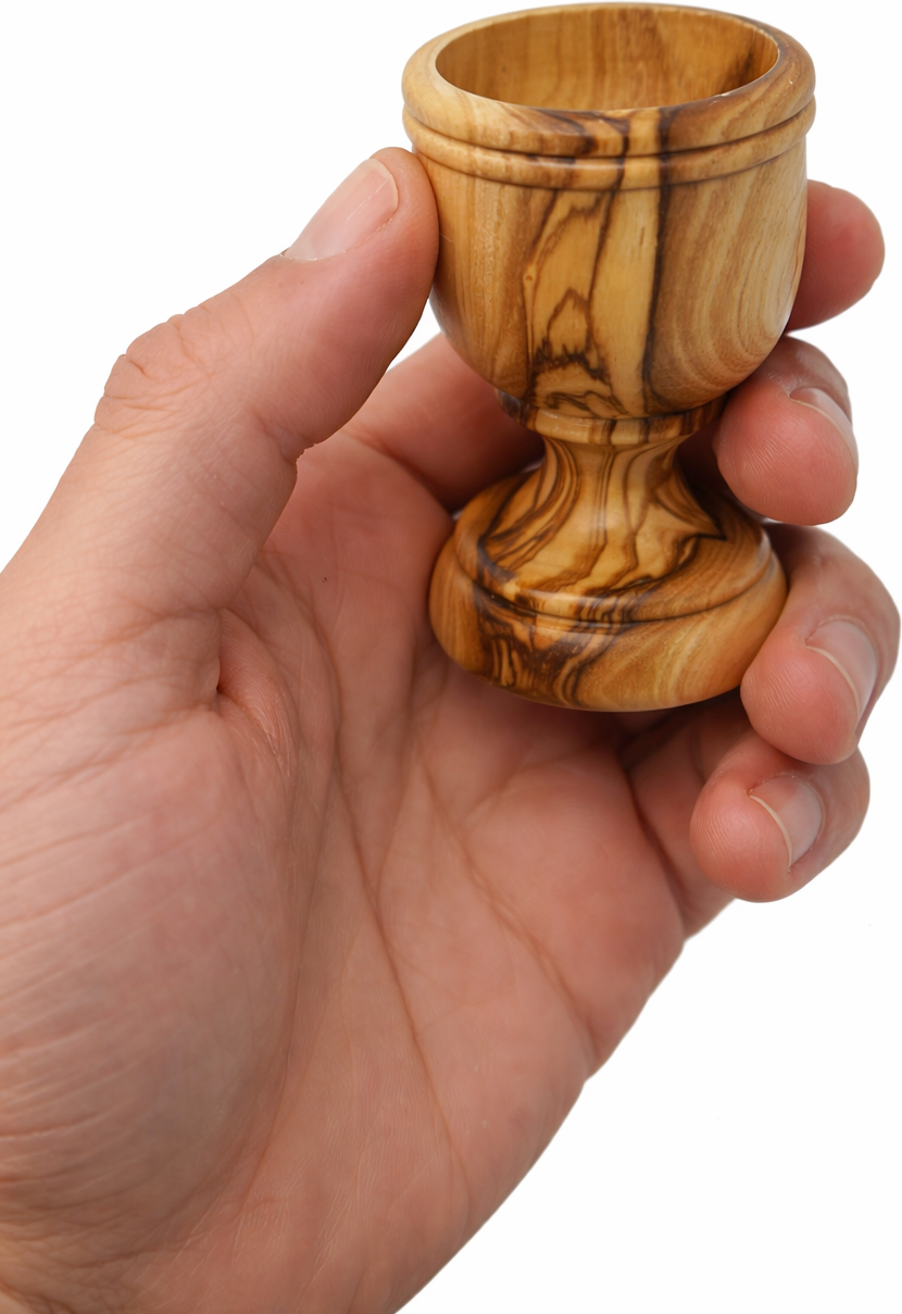 Handcrafted Olive Wood Cup from Bethlehem | Handmade Holy Land Wooden small Cup by Zuluf