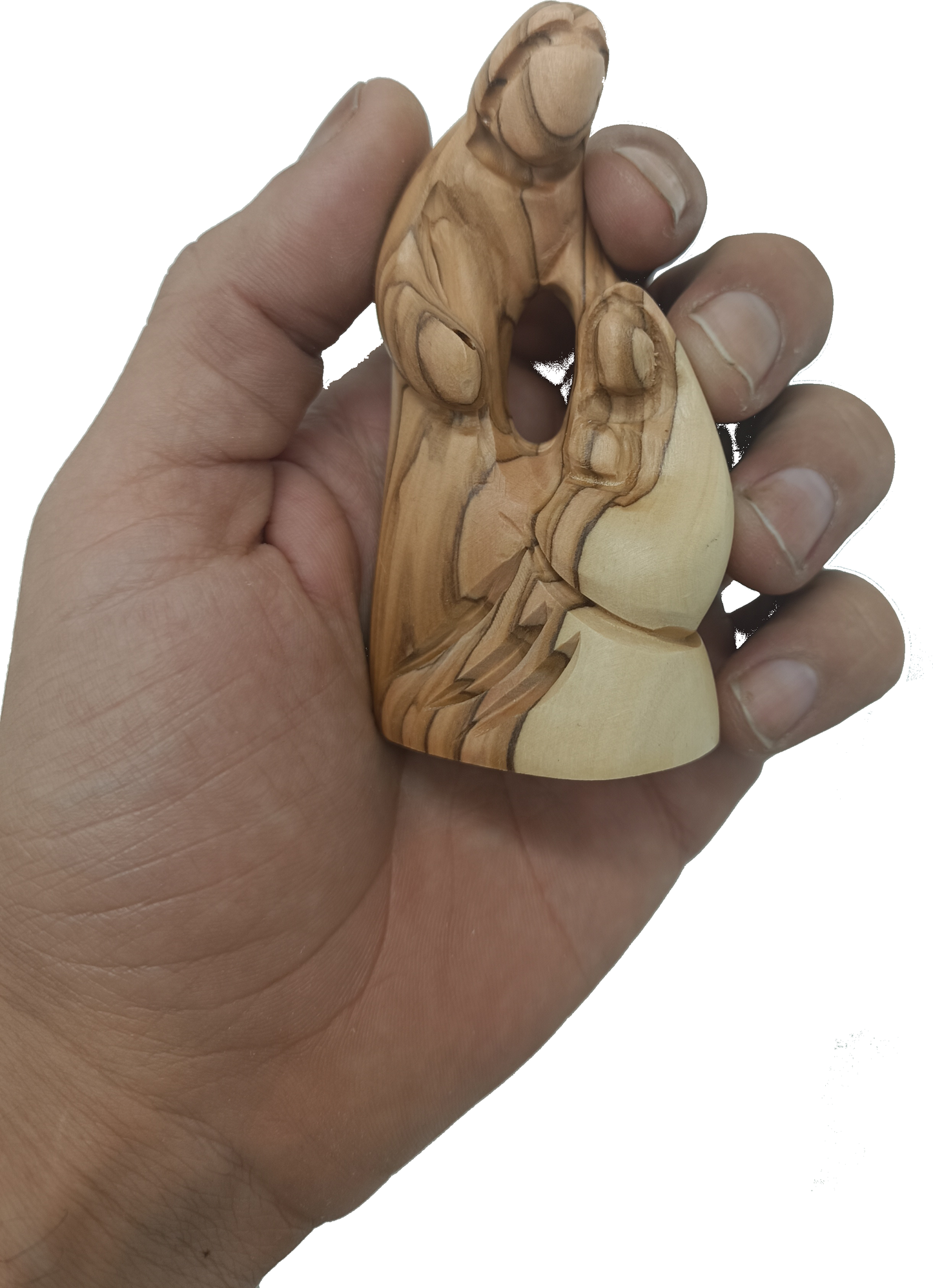 6 Olive Wood Holy Family Figurine Hand Scale Reference