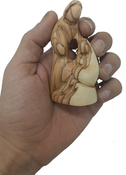 6 Olive Wood Holy Family Figurine Hand Scale Reference