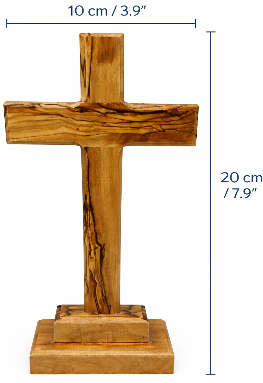 Handmade Olive Wood Cross from Bethlehem – Christian Cross Decor, Holy Land Gift – 6.1" 7.5" 9.25" 11.2" Sizes