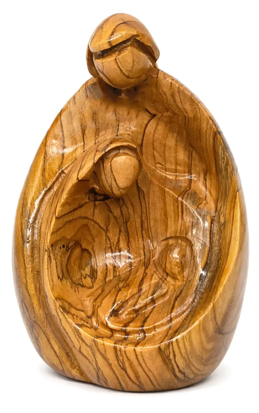Holy family wood statue hand carved sacred zuluf decor
