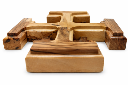 Olive Wood Crusader Jerusalem Cross from Bethlehem