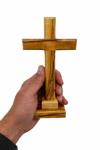 Handmade Olive Wood Cross from Bethlehem – Christian Cross Decor, Holy Land Gift – 6.1" 7.5" 9.25" 11.2" Sizes