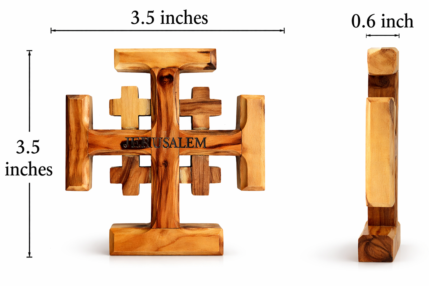 Olive Wood Crusader Jerusalem Cross from Bethlehem