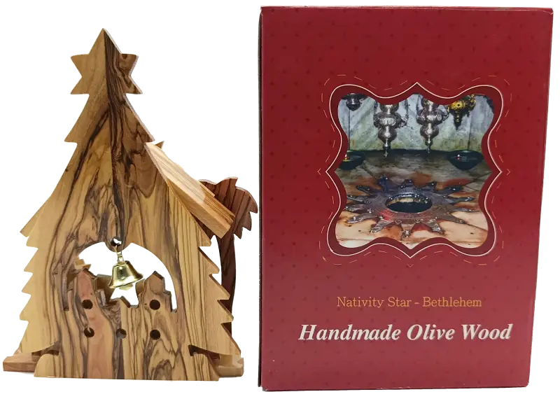 Large hand-carved olive wood nativity scene from bethlehem – full holy family & magi set with star - nativities
