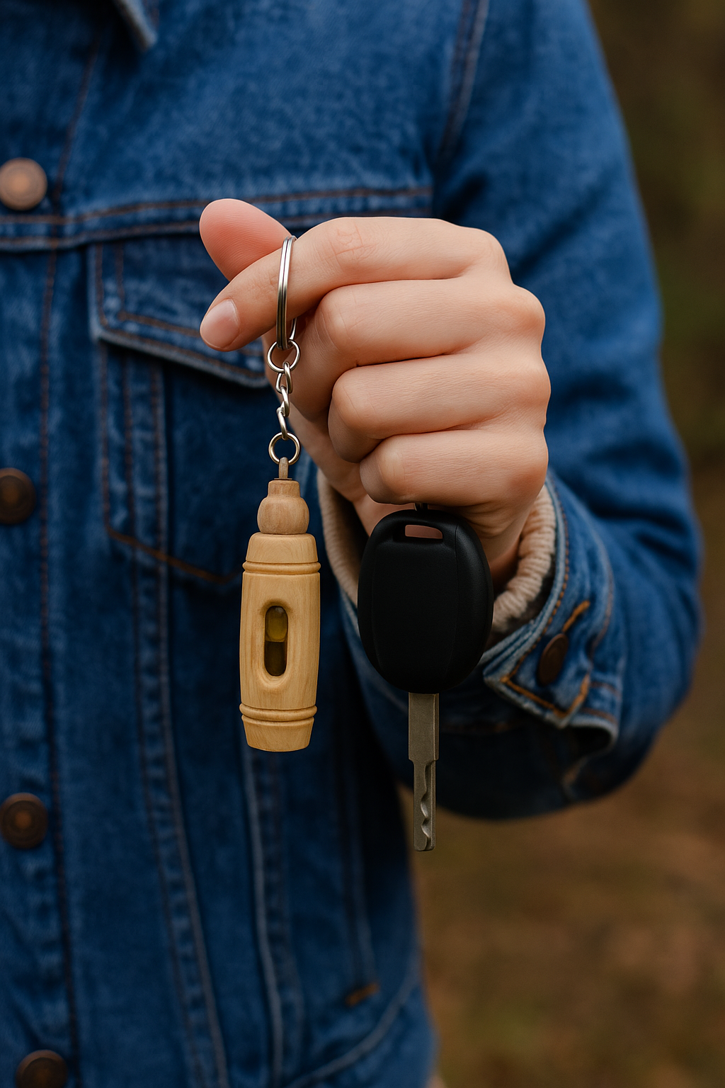 Handcrafted Olive Wood Keychain with Encased Pure Olive Oil – Unique and Symbolic Gift