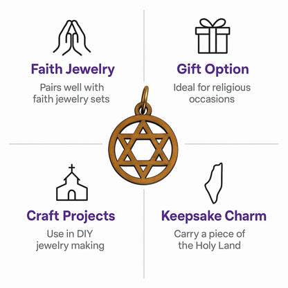 Olive Wood Star of David Charms Set of 10 - Additional View 2